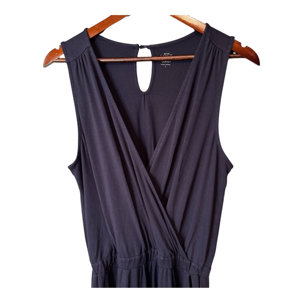 LOFT Beach Navy Blue Sleeveless Wrap Front Jumpsuit Pockets Size Small - Picture 4 of 12